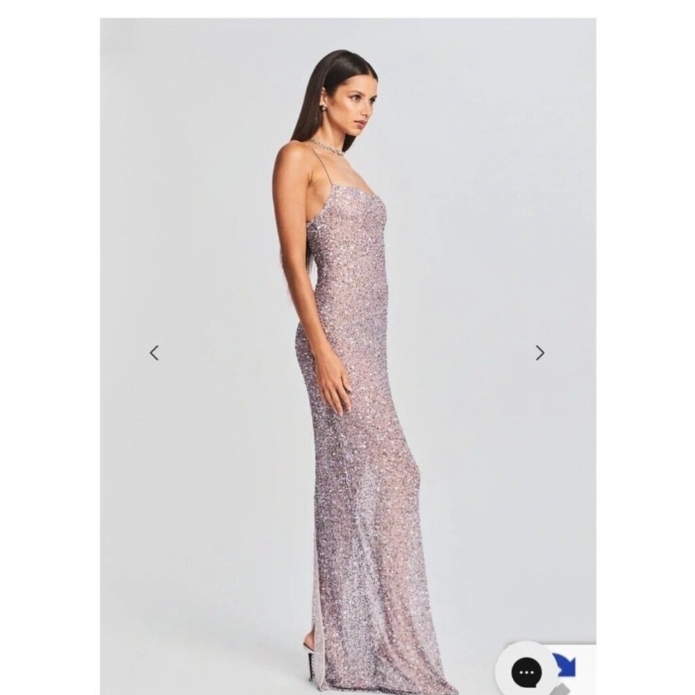 Silver Sleeveless Maxi Dress with Intricate Embellishments
